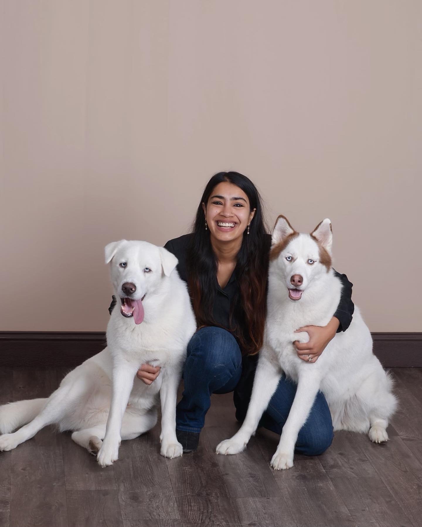 Avanthi with huskies
